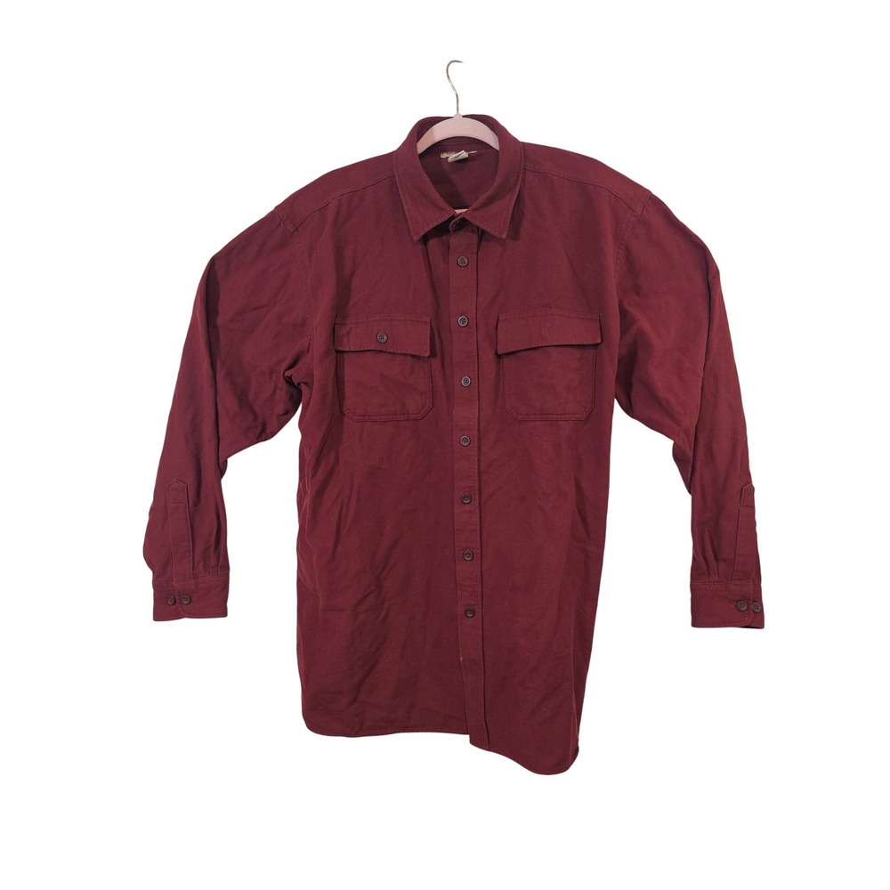 LL Bean Chamois Cloth Shirt Mens XL Tall Burgundy Red Heavyweight Flannel 187924